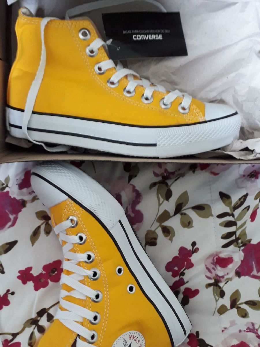 all star amarelo cano alto plataforma