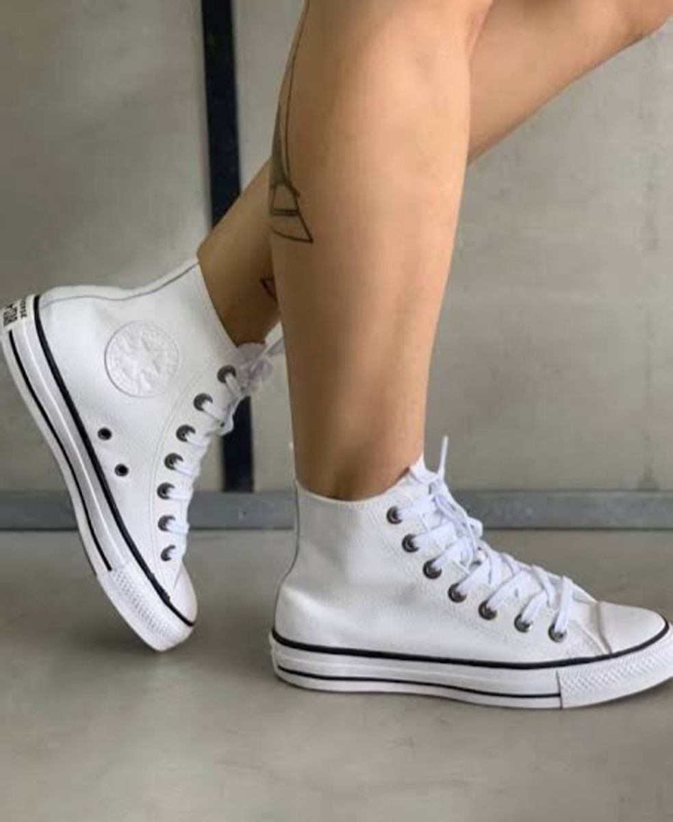 all star de couro cano longo