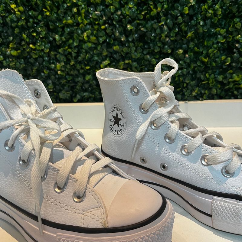 All star branco couro sales 34