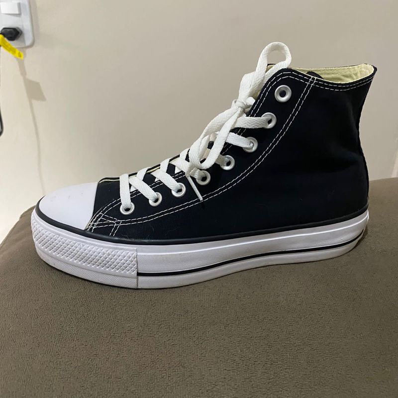 All Star Preto Cano Alto Plataforma, Tênis Feminino Converse Usado  87594439