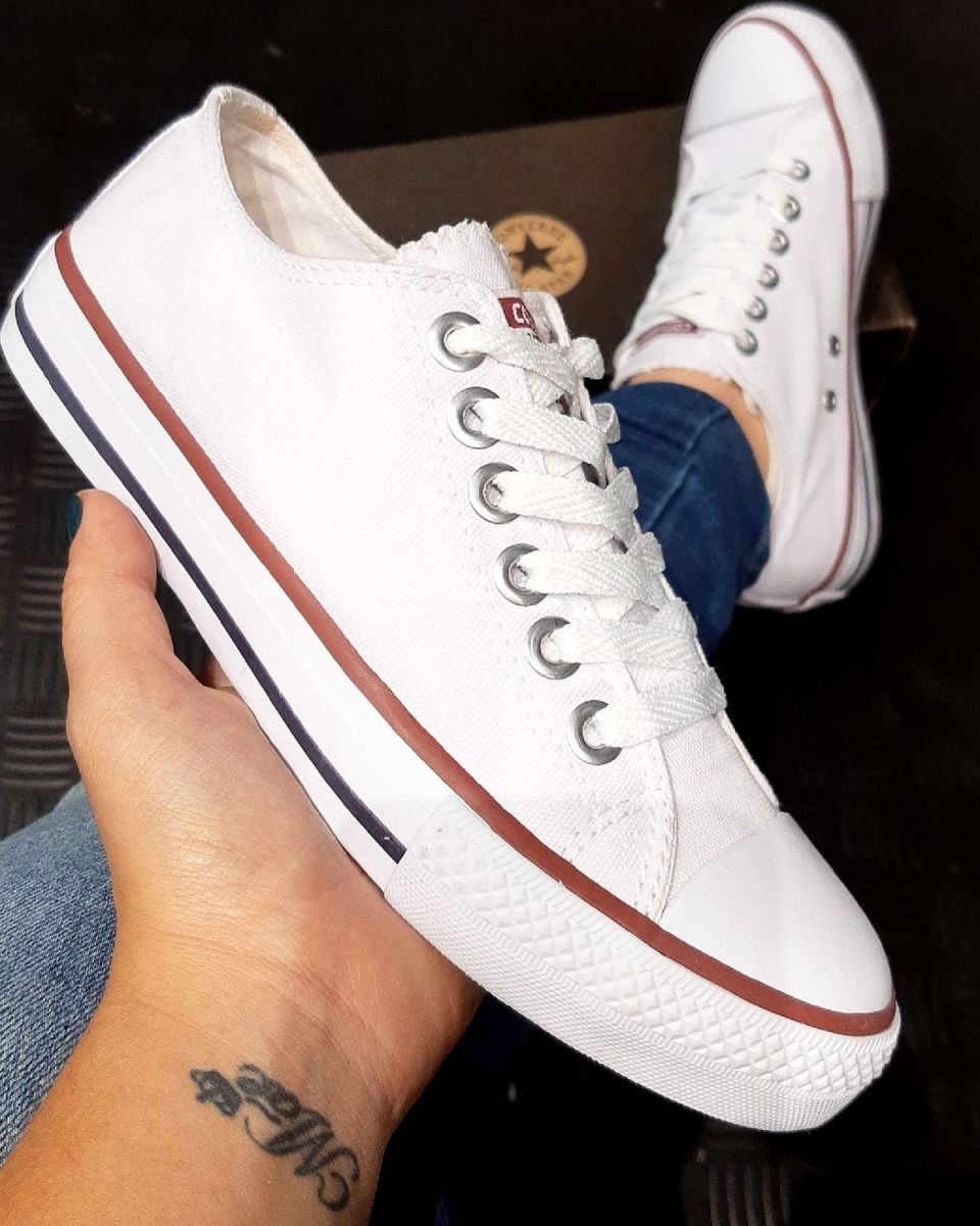 all star branco cano baixo