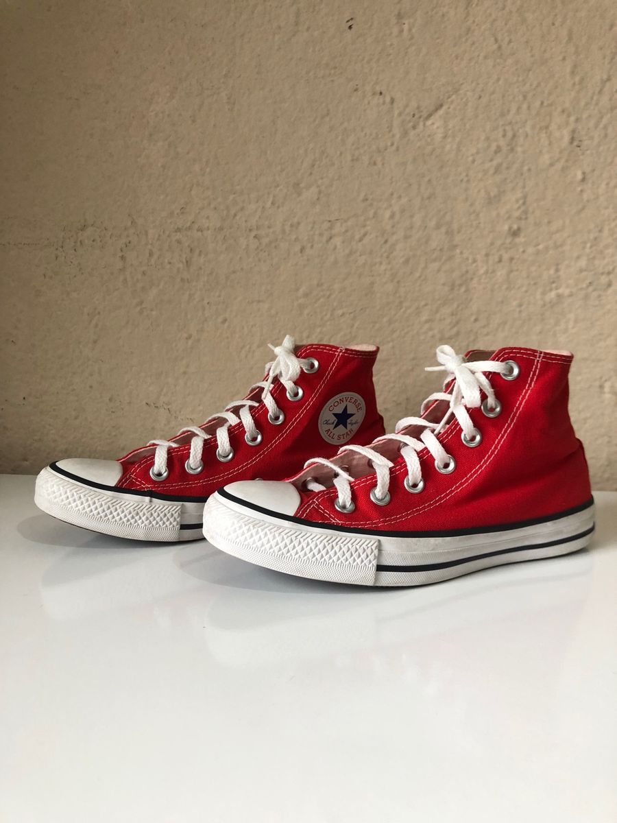 All Star Cano Médio Vermelho Original | Tênis Feminino All Star ...