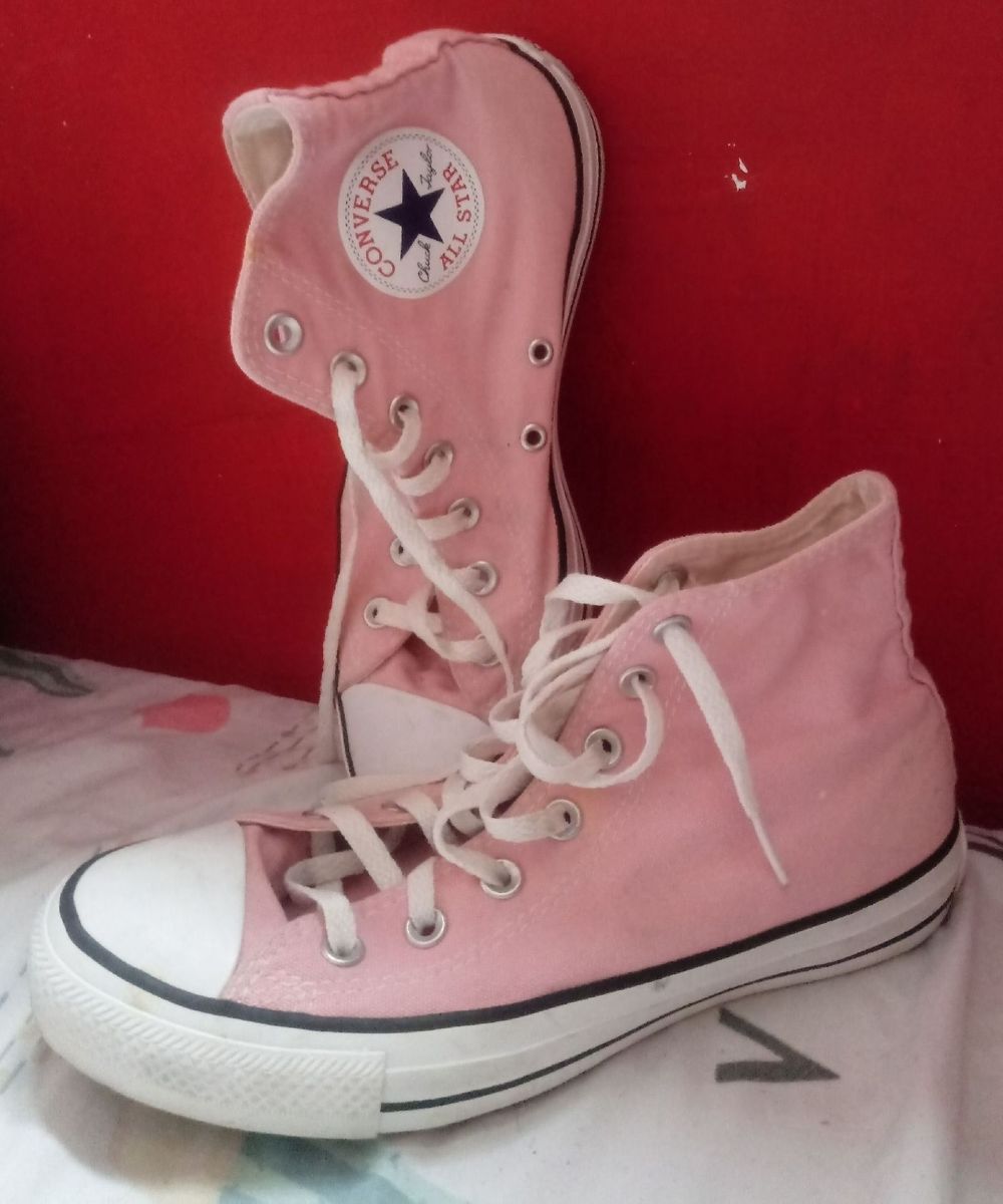 all star rosa claro cano medio