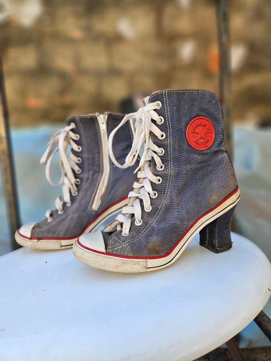 Anos 2000 Modelo De TÃªnis Com Salto All Star Com Salto Azul Anos