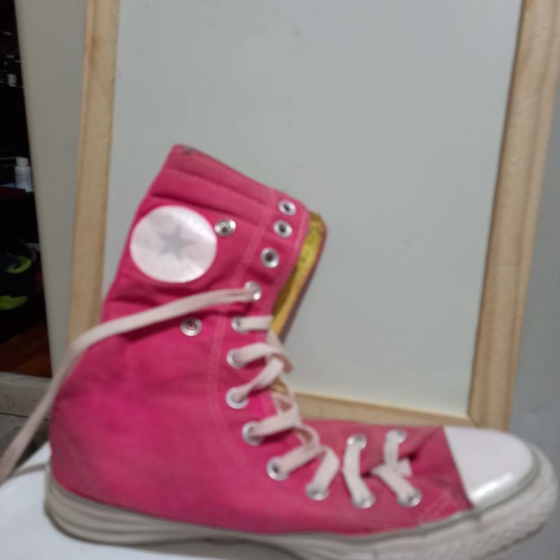 All Star Converse 35 Cano Longo Rosa Verde Limão por Dentro All