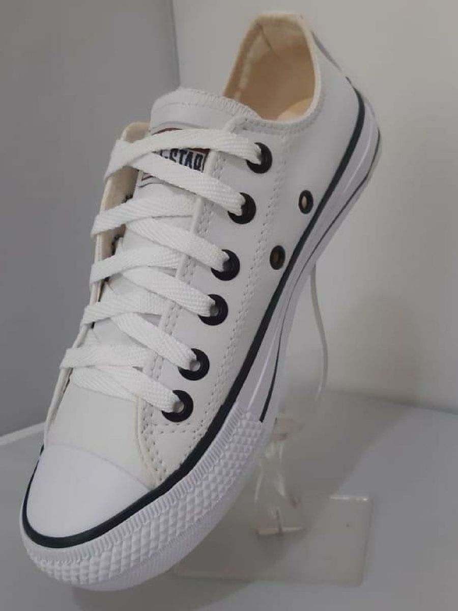 all star branco couro 34