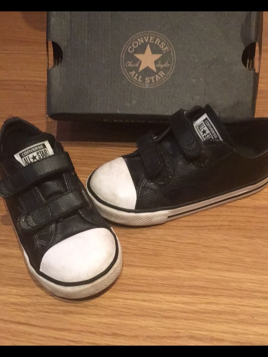 all star preto de couro infantil