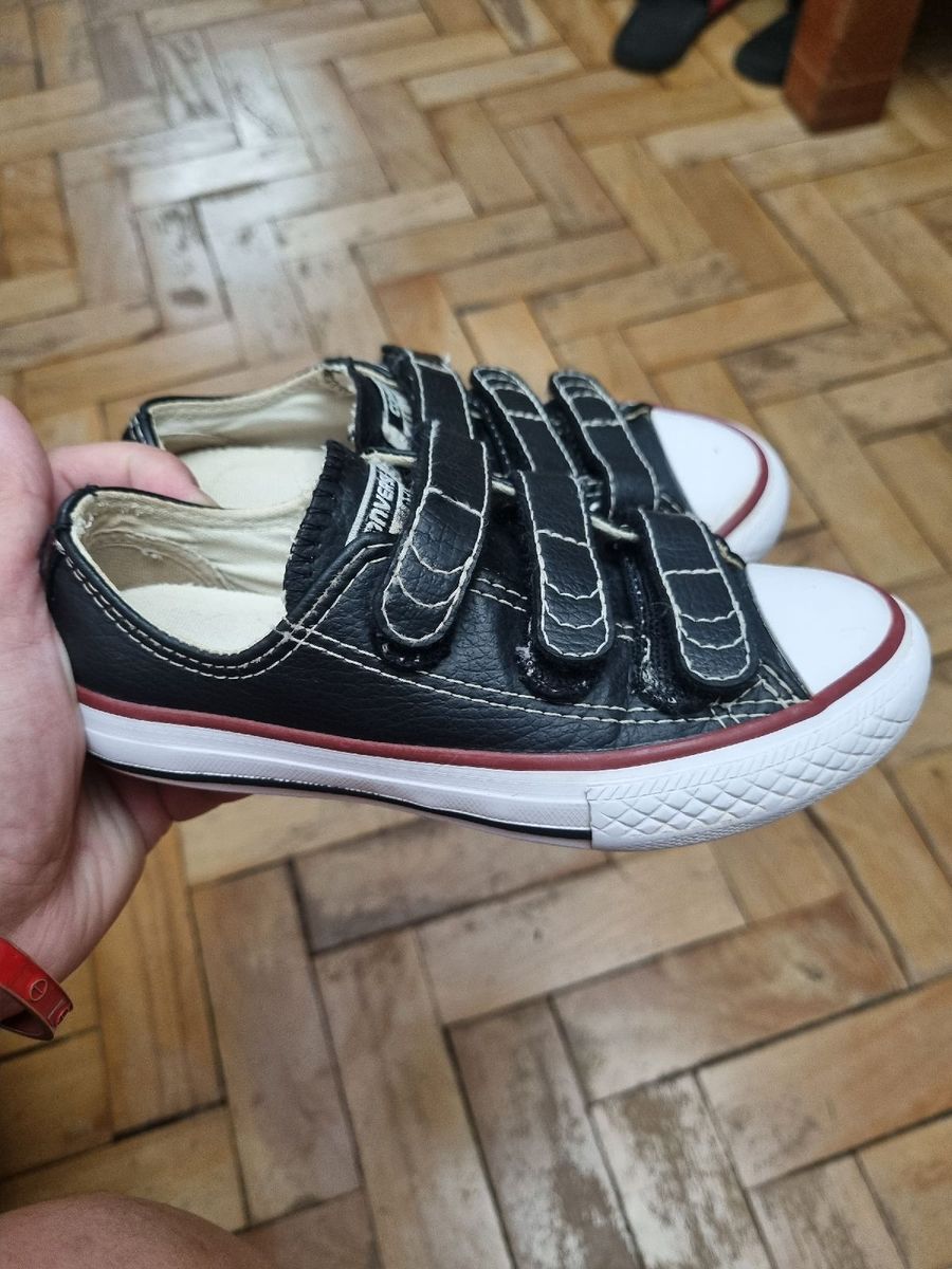 All Star Converse Infantil Preto Couro Tam 26 Ou 10,5 Us