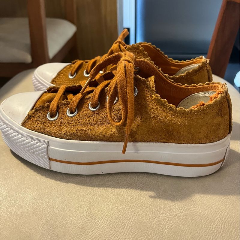 All Star Converse Plataforma Veludo Bege Converse Usado