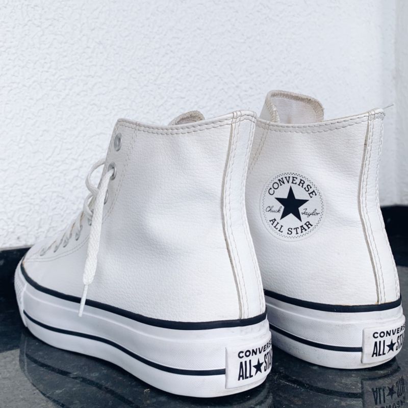 Tenis All Star Couro Branco Feminino Plataforma All Star Couro