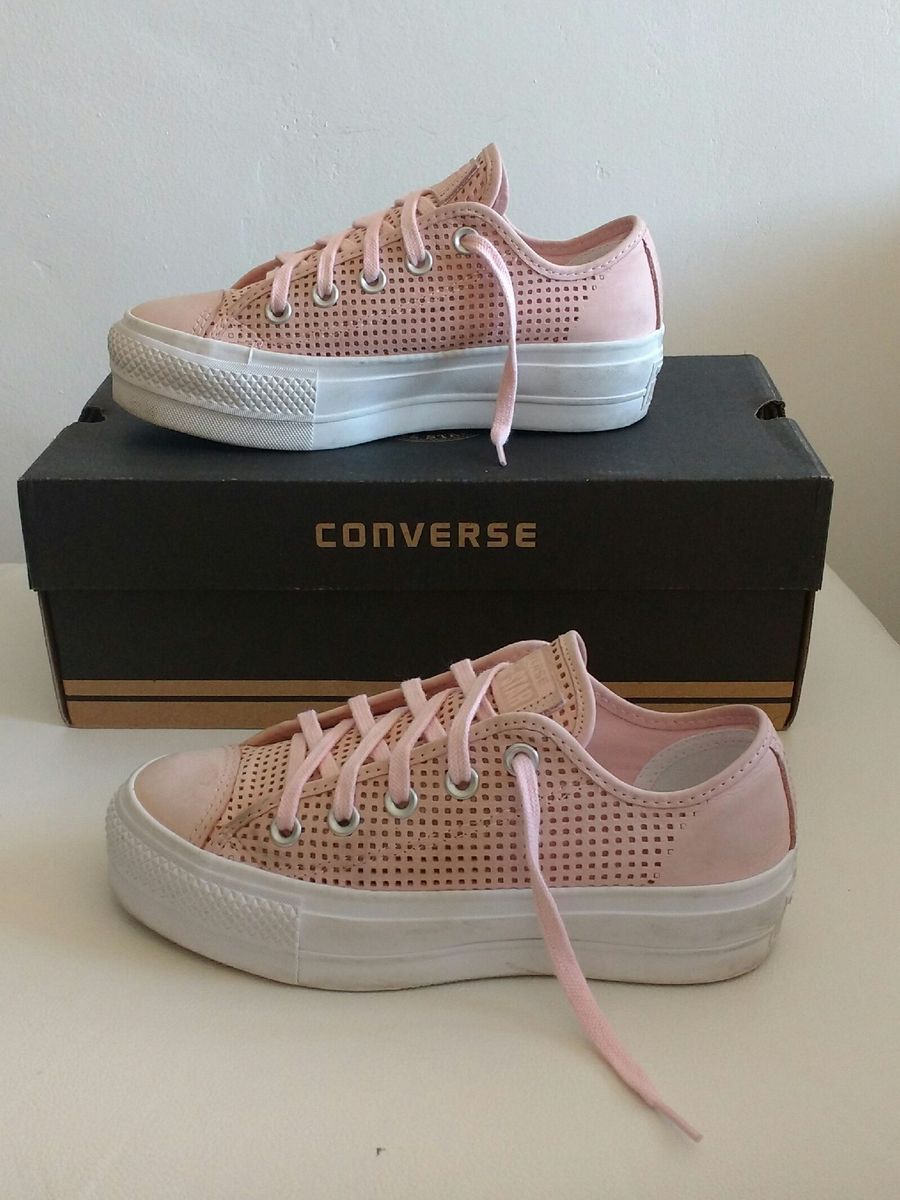 all star de couro rosa