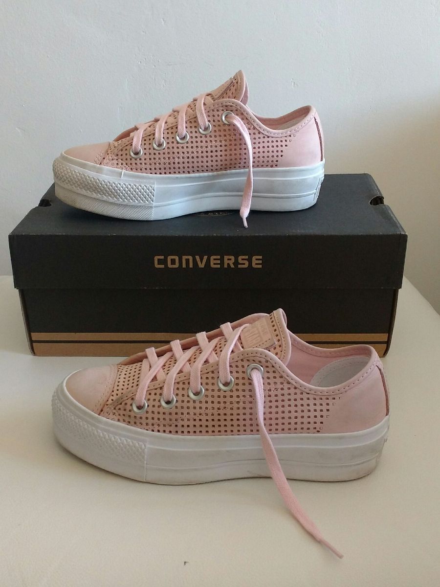 tenis all star couro rosa