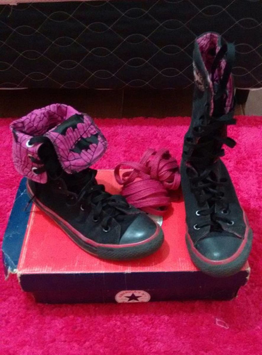 all star cano alto preto e rosa