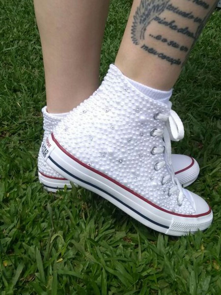 all star branco com perola