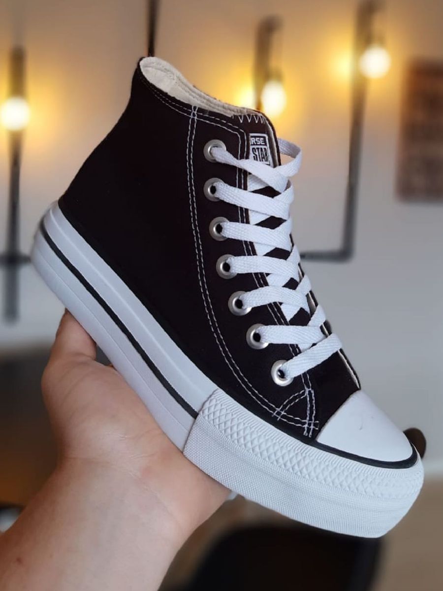 tenis all star plataforma preto