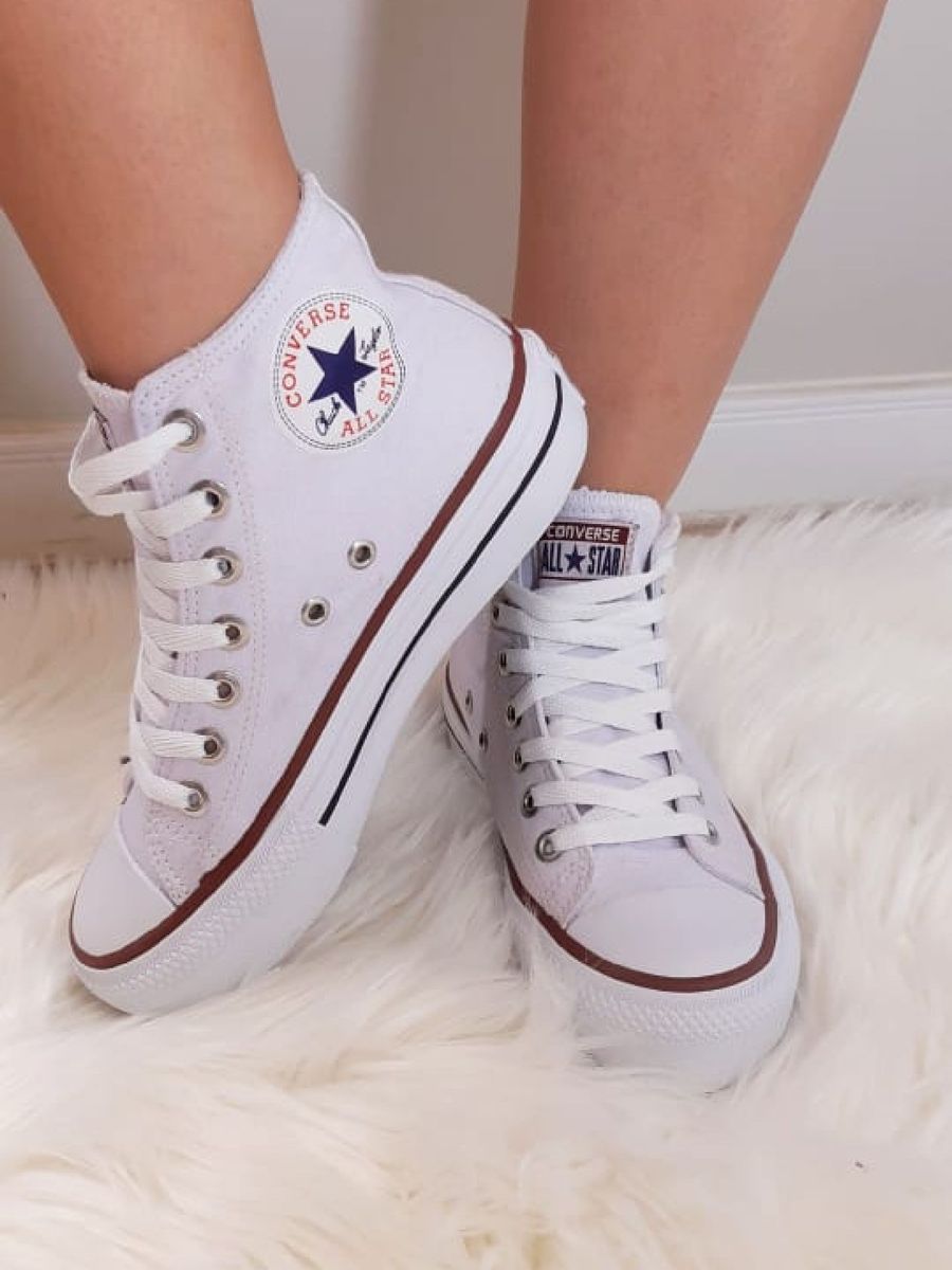 All star branco cano alto sale plataforma