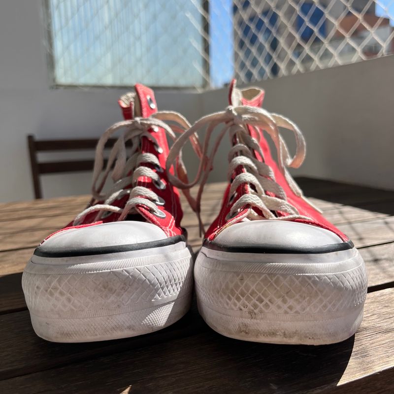 All star plataforma cano best sale alto vermelho