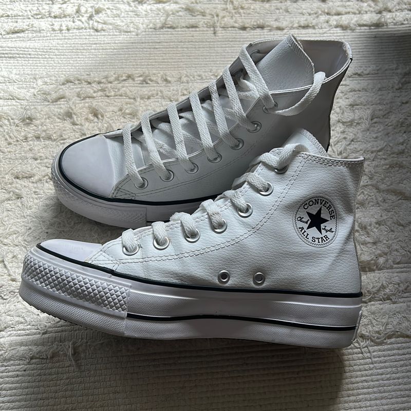 Tenis all star plataforma best sale couro branco