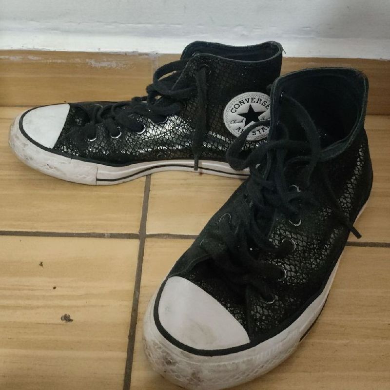 All Star Preto Cano Alto Converse Brilho Tamanho 37 All Star