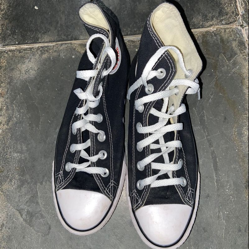 All Star Preto Cano Alto Plataforma, Tênis Feminino Converse Usado  87594439