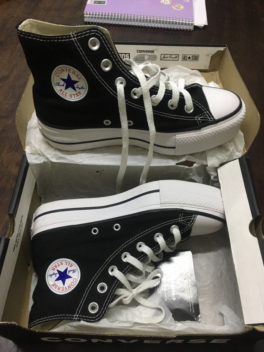 All Star Preto Cano Médio Plataforma | Tênis Feminino Converse Usado  34464560 | enjoei