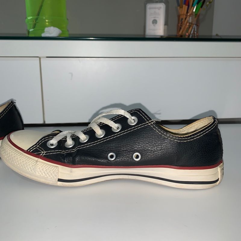 All Star Preto Couro Original Tam36, Tênis Feminino All Star Usado  92790142