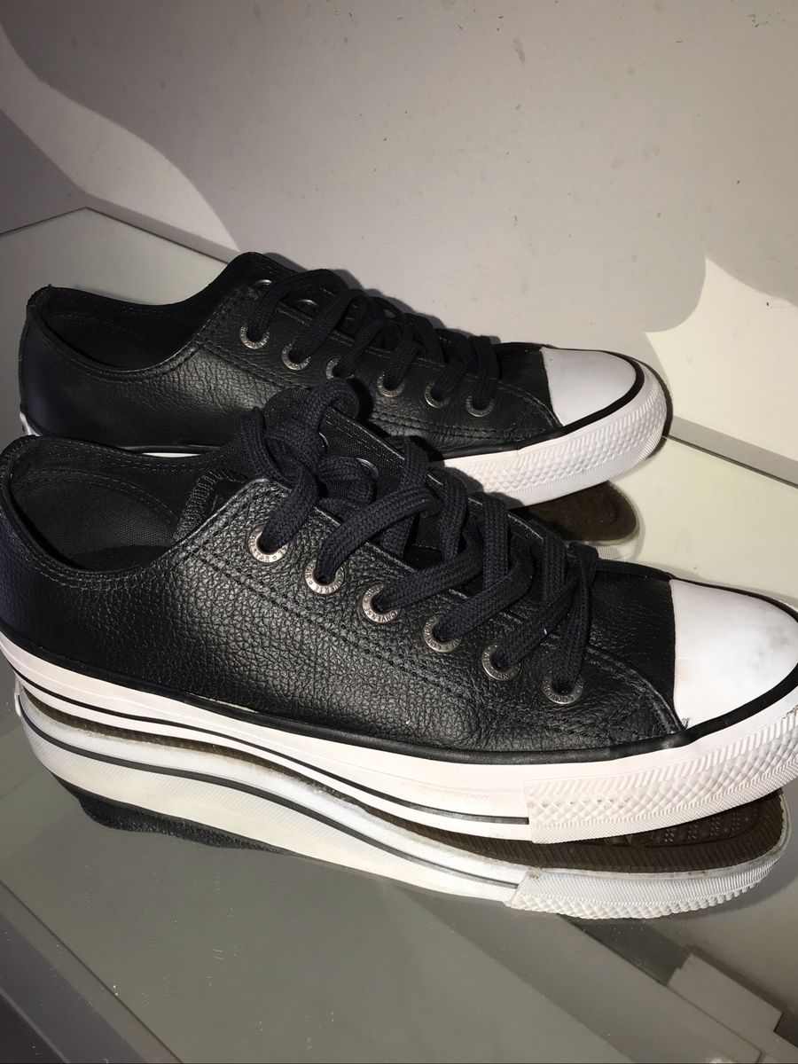 tenis all star feminino preto couro