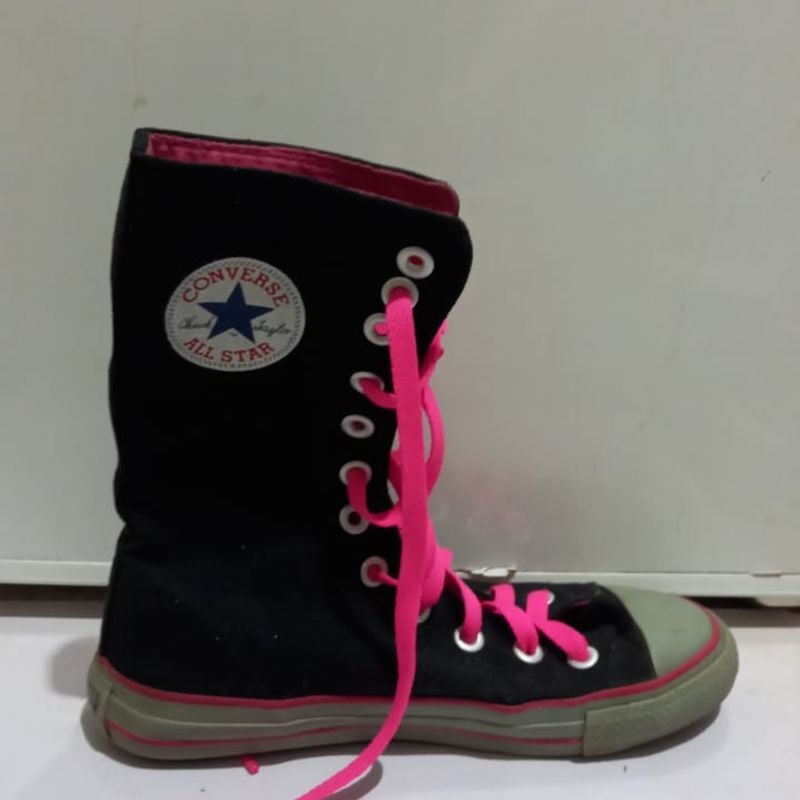 All Star Preto e Rosa Pink 36 Cano Alto Sola Cinza Anos 2000 Emo