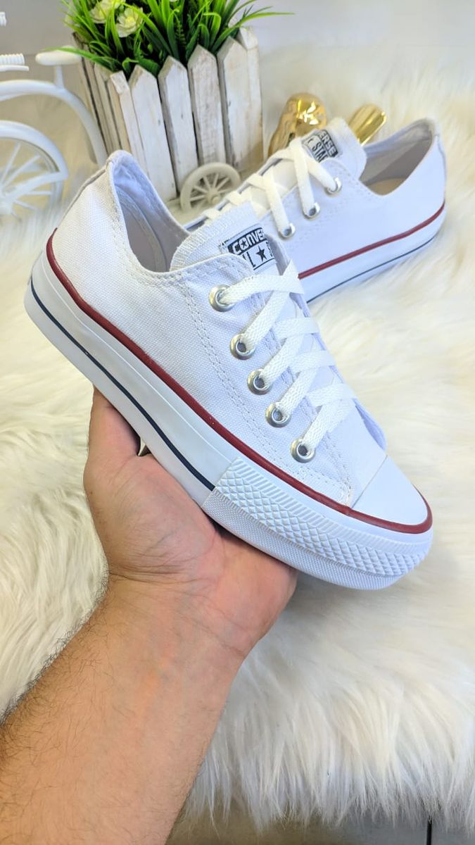 all star branco tecido