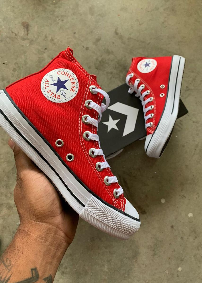 all star vermelho cano alto