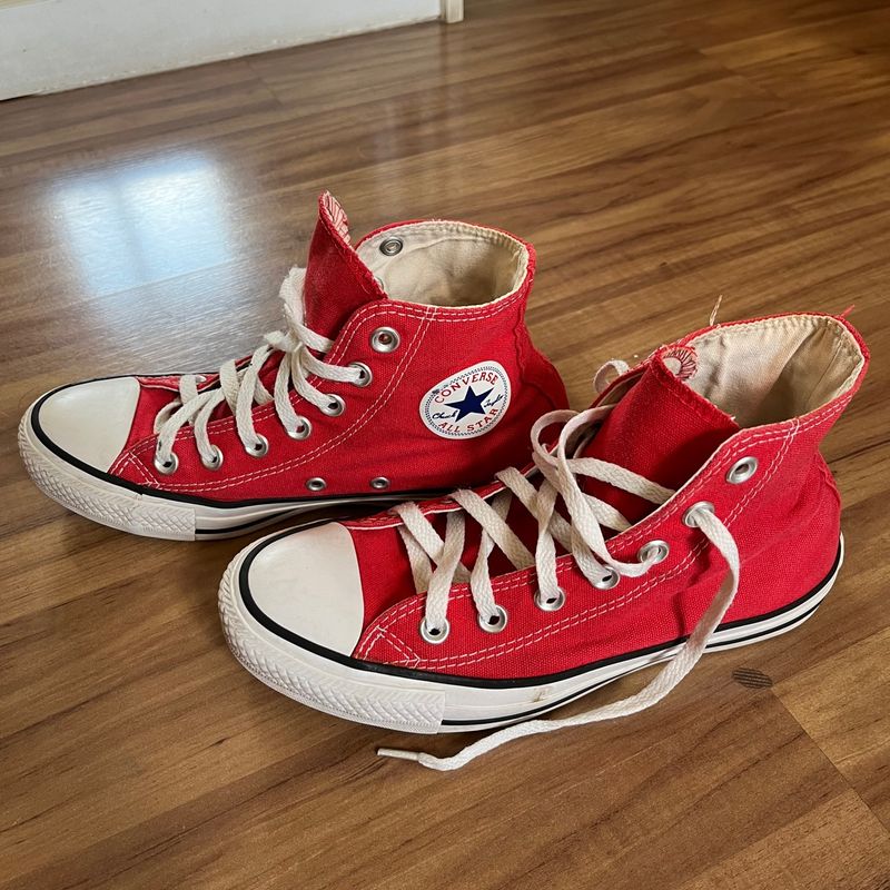 All star sale vermelho cano medio