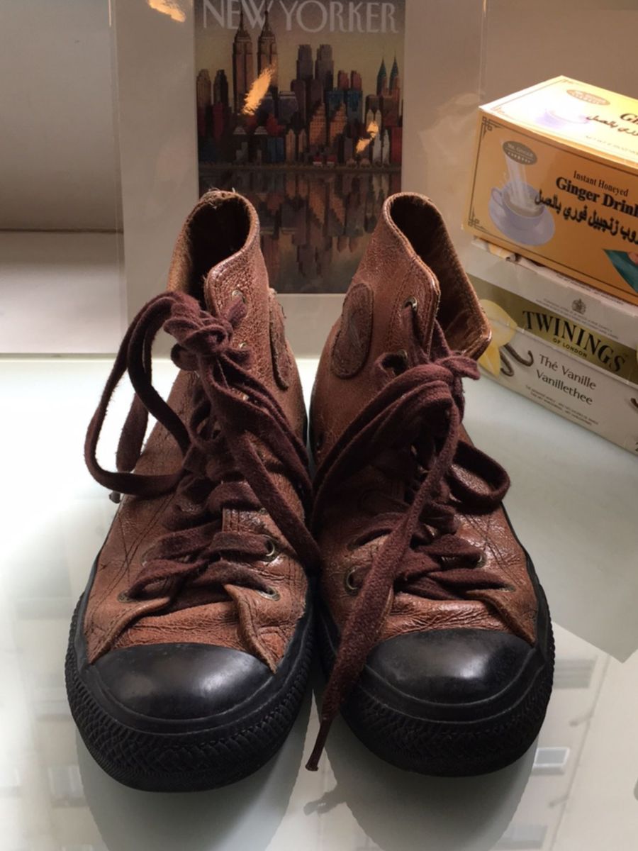 all star marrom de couro