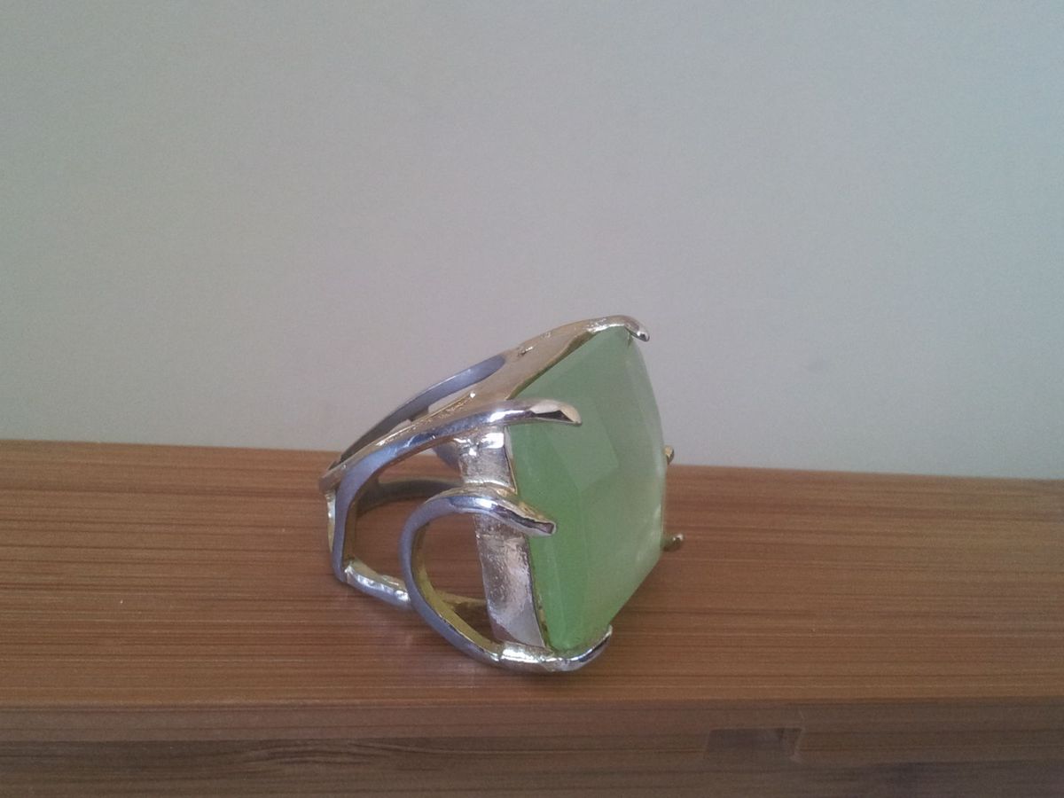 anel com pedra verde água, estiloso - bijoux sem-marca