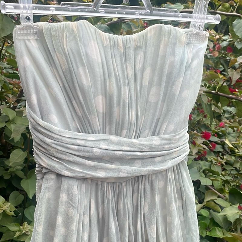 Animale Vestido Estruturado de Seda Verde Claro de Poá Animale