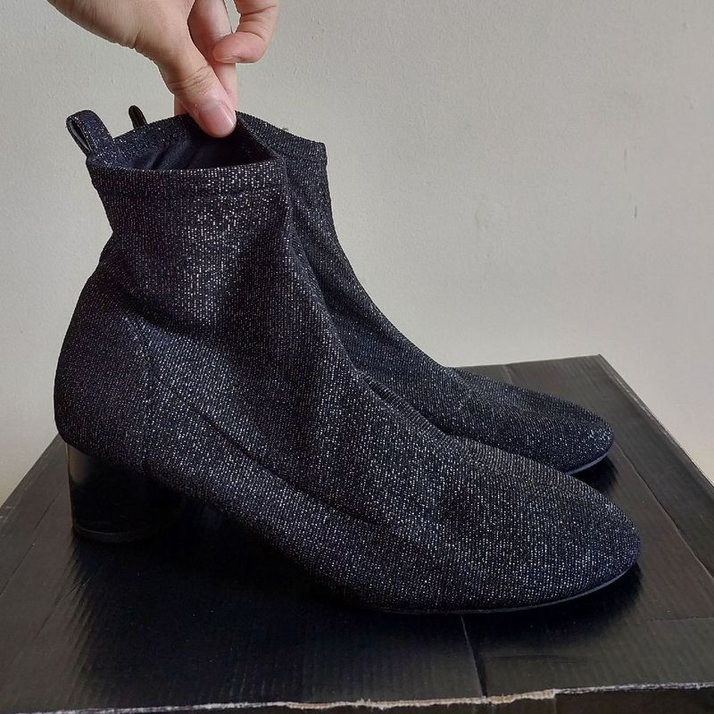 Ankle Boot em Lurex Prata Zara Bota Feminina Zara Usado 96480219