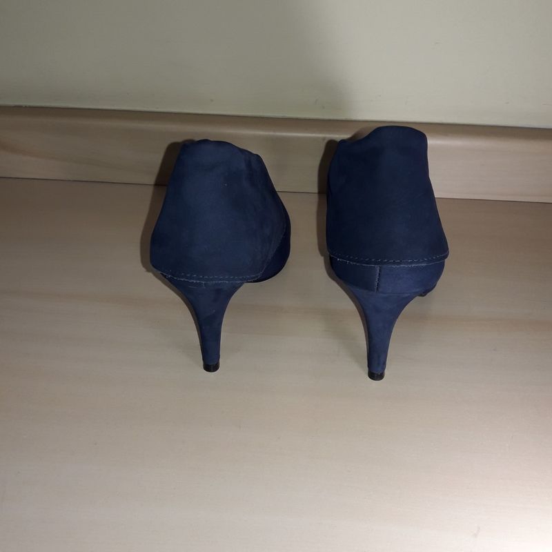 Bota Raphaella Booz Cano Curto, Ankle Boot, Azul Marinho com Salto