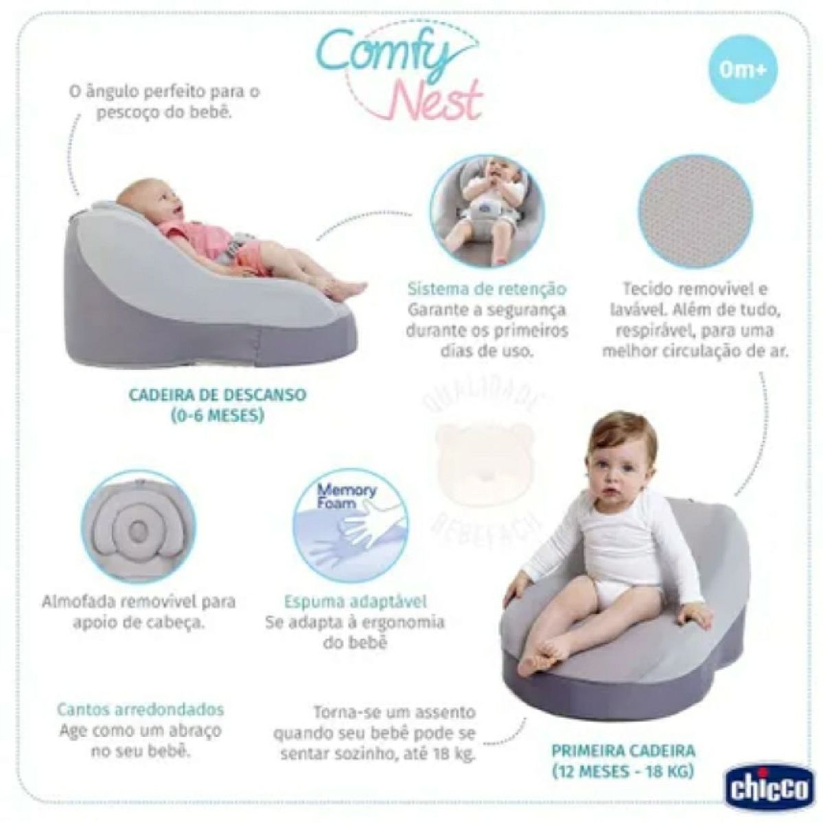 Anti Refluxo Poltrona Comfy Nest Chicco, Item Infantil Chicco Usado  44084487