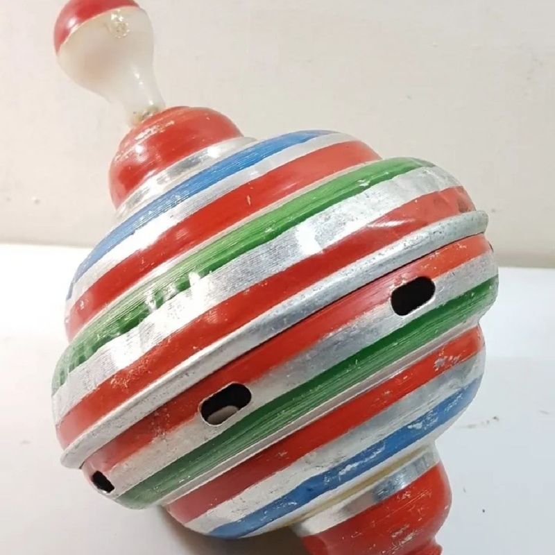 Brinquedo Retrô Pião Sonoro Médio De Alumínio - Anos 80 Imc