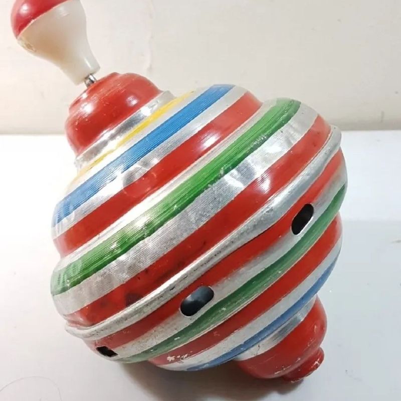 Brinquedo Retrô Pião Sonoro Médio De Alumínio - Anos 80 Imc