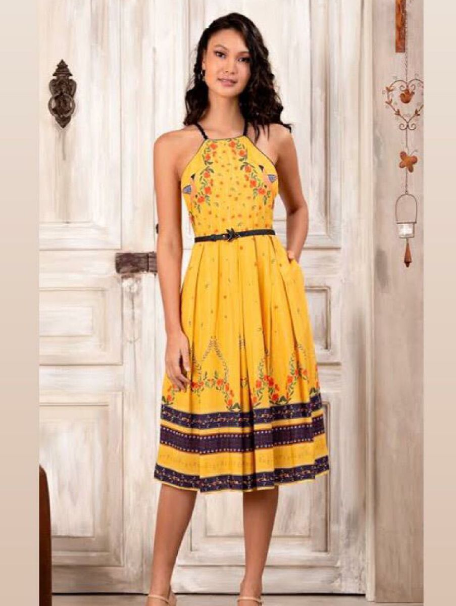 Vestido midi best sale rodado amarelo