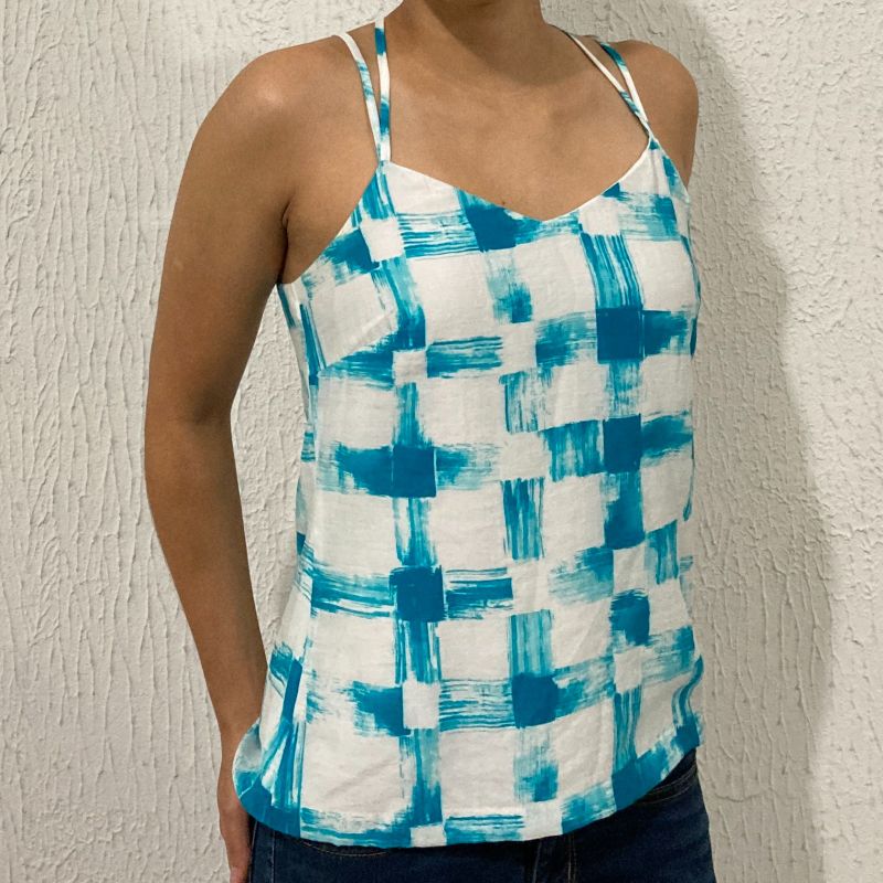 Armani Exchange Blusa de Al a Azul e Branca Blusa Feminina