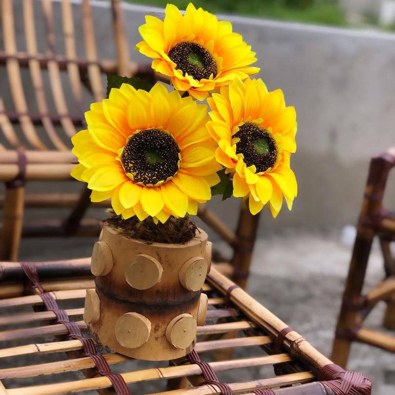 Arranjo de Mesa Girassol Item de Decoração Bambu Gold Nunca Usado  114889360 enjoei