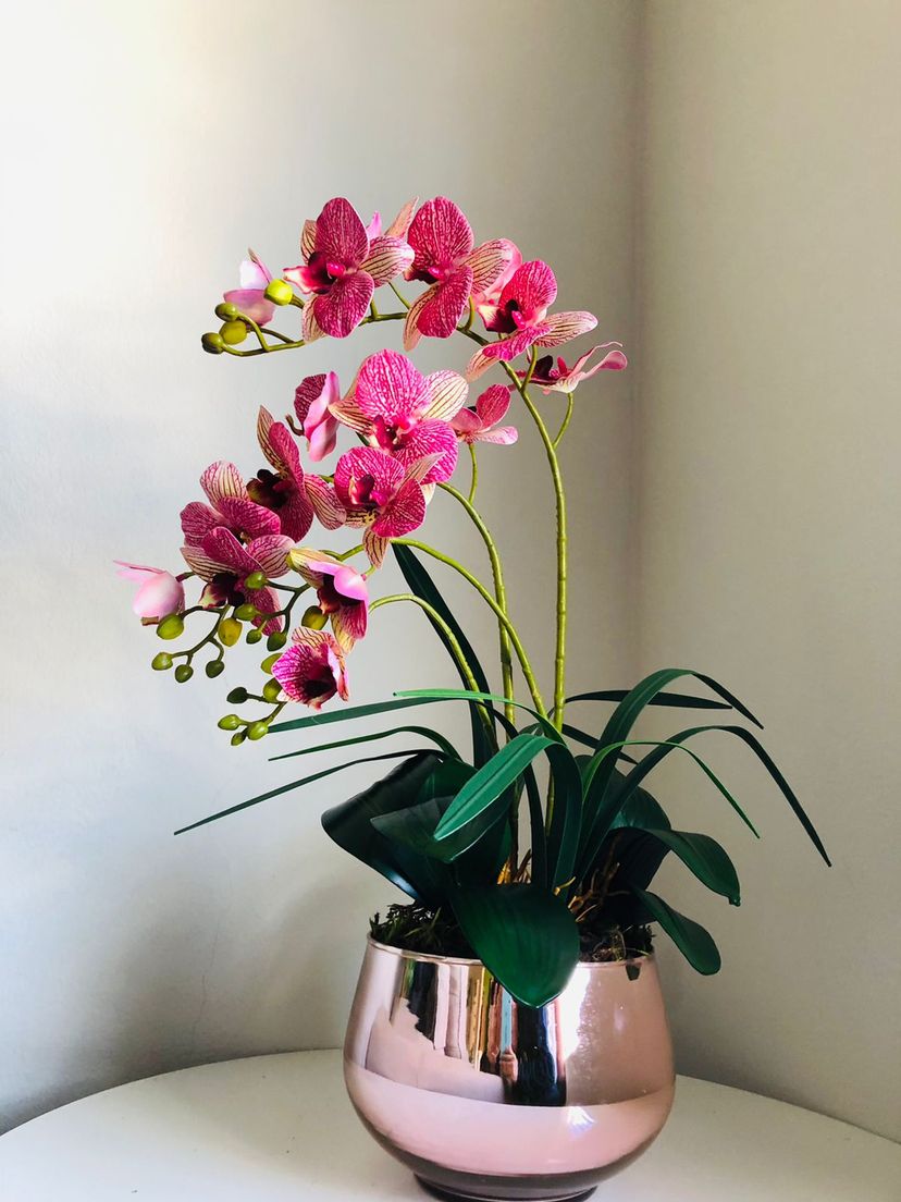 Arranjo de Orquídeas Permanentes em Vaso Cromado Rose Gold | Item de  Decoração Bella Home E Decor Nunca Usado 72705650 | enjoei