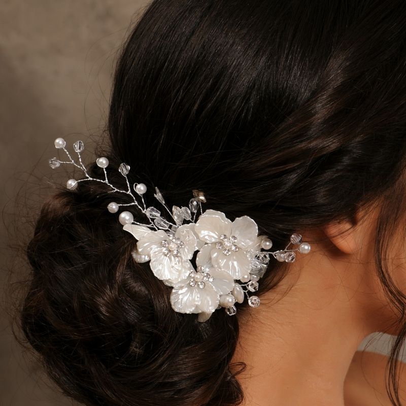 Arranjo Grinaldas Branco Noiva Pérola Floral Penteado Cabelo Festa  Casamento Boho | Produto p/ Cabelos Feminino Nunca Usado 76705072 | enjoei