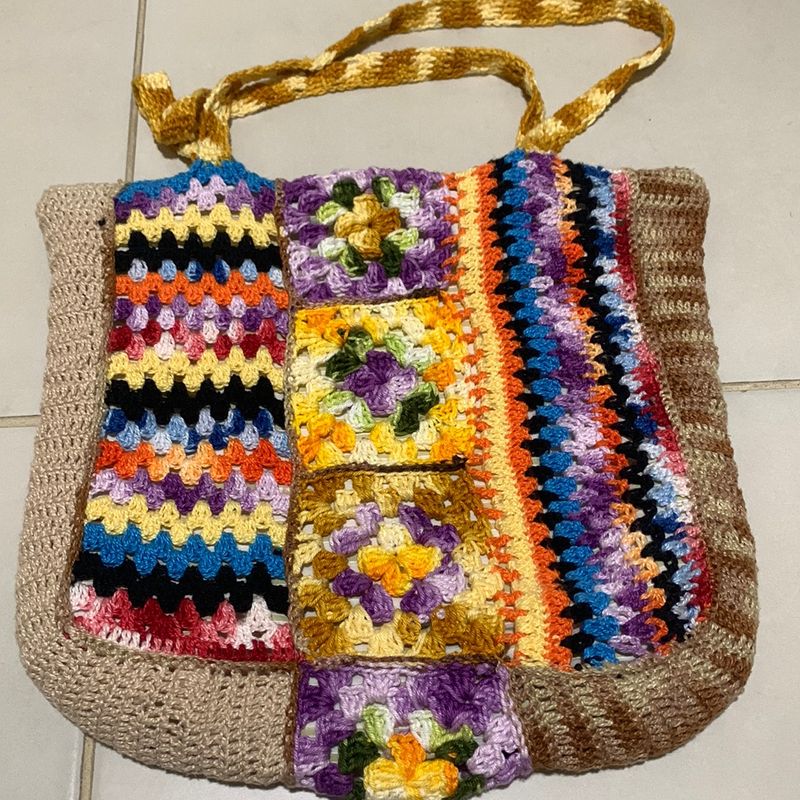 Bolsa De Crochê Com Ziper De Crochê