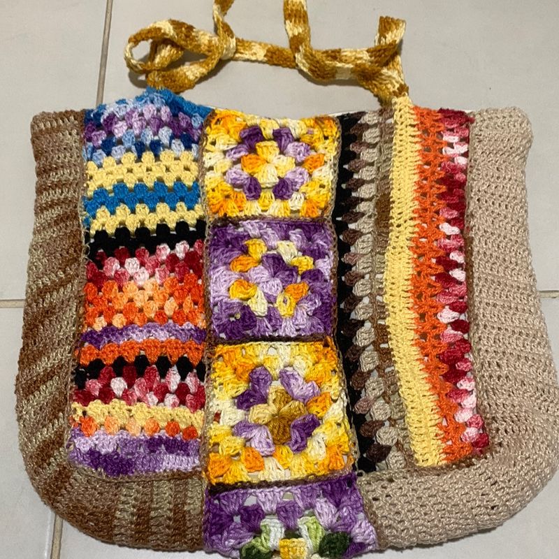 Bolsa De Crochê Com Ziper De Crochê