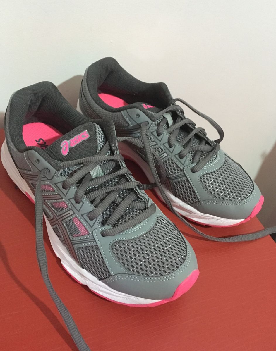 tenis asics cinza e rosa