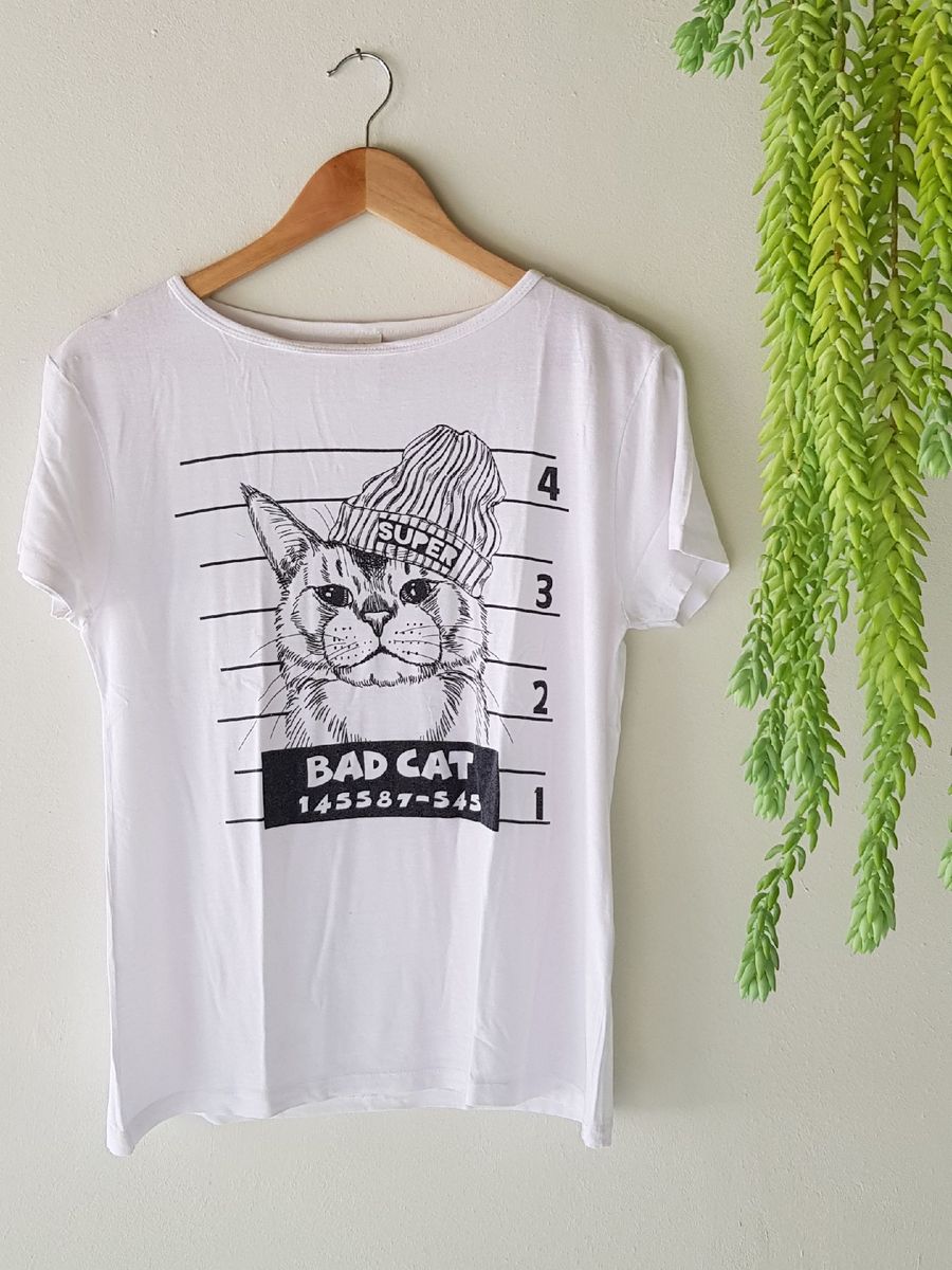 Baby Look Badcat Feminina Preta - Compre agora