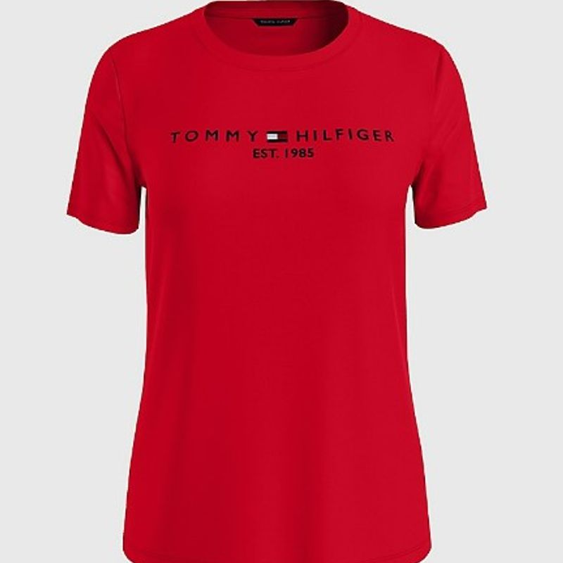 Camiseta Basica Tommy Hilfiger - Vermelho - logo Bordado - Zeus Select