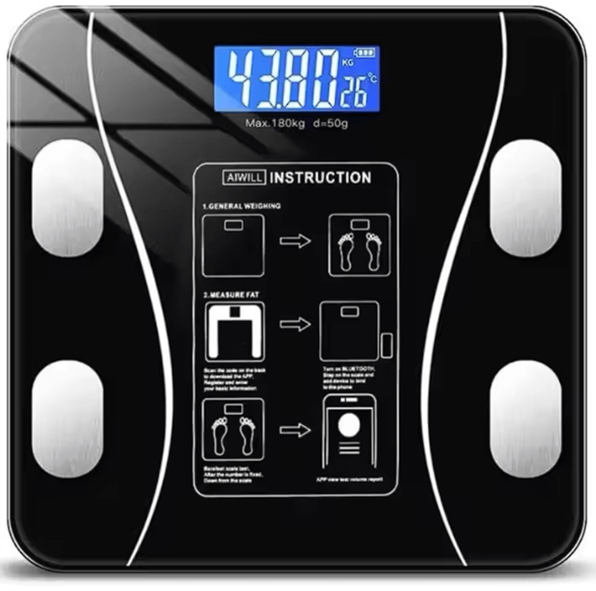 Balança Bioimpedancia Digital Bluetooth Corporal e Análise de Umidade ...